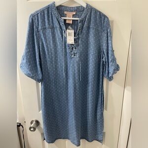 Philosophy NWT Women’s Tencel Lace Up Tunic in Raindrop Print Size L